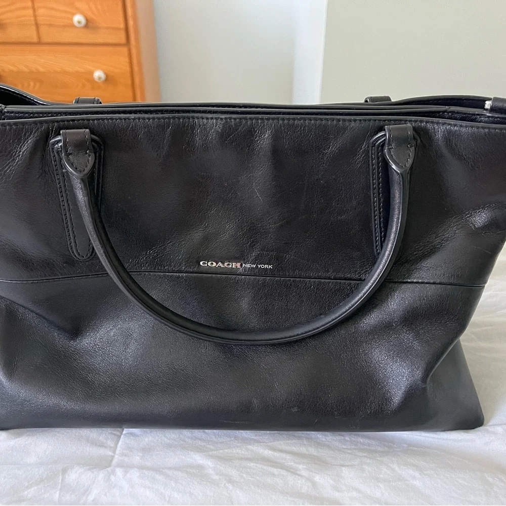 Coach Borough Elegant Black Leather Tote, Handbag - Picture 2 of 10